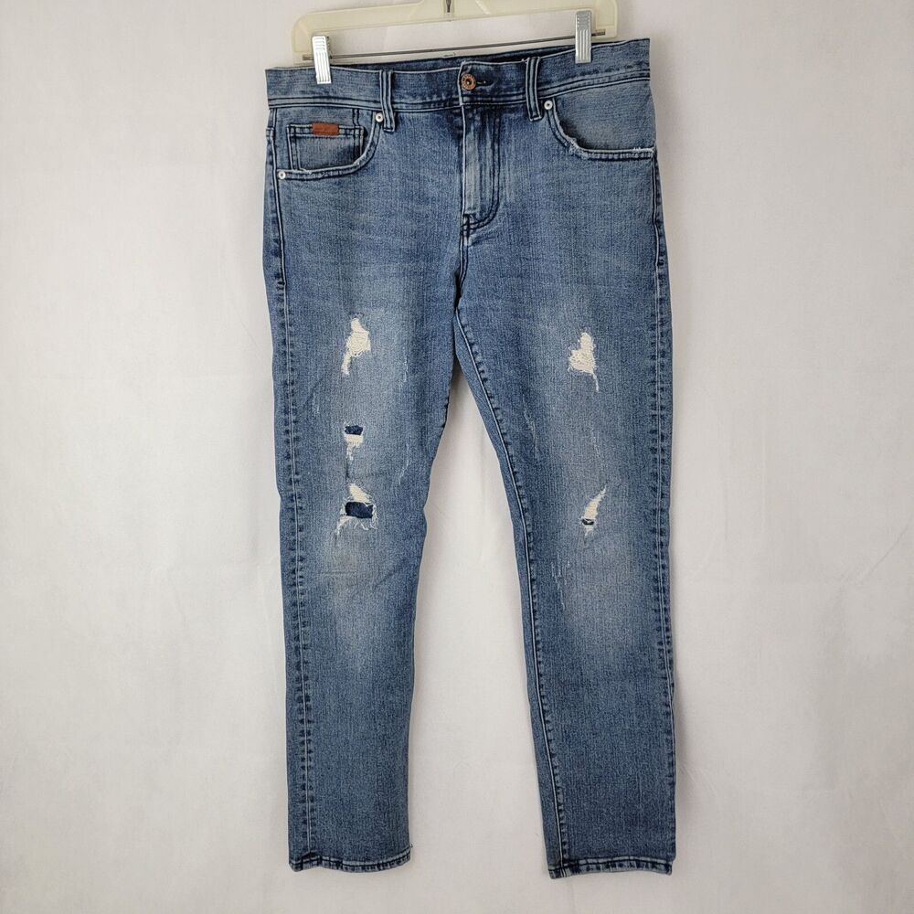 ARMANI EXCHANGE Mens J16 Jeans Sz 32 Straight Leg BLUE Distressed Stretch